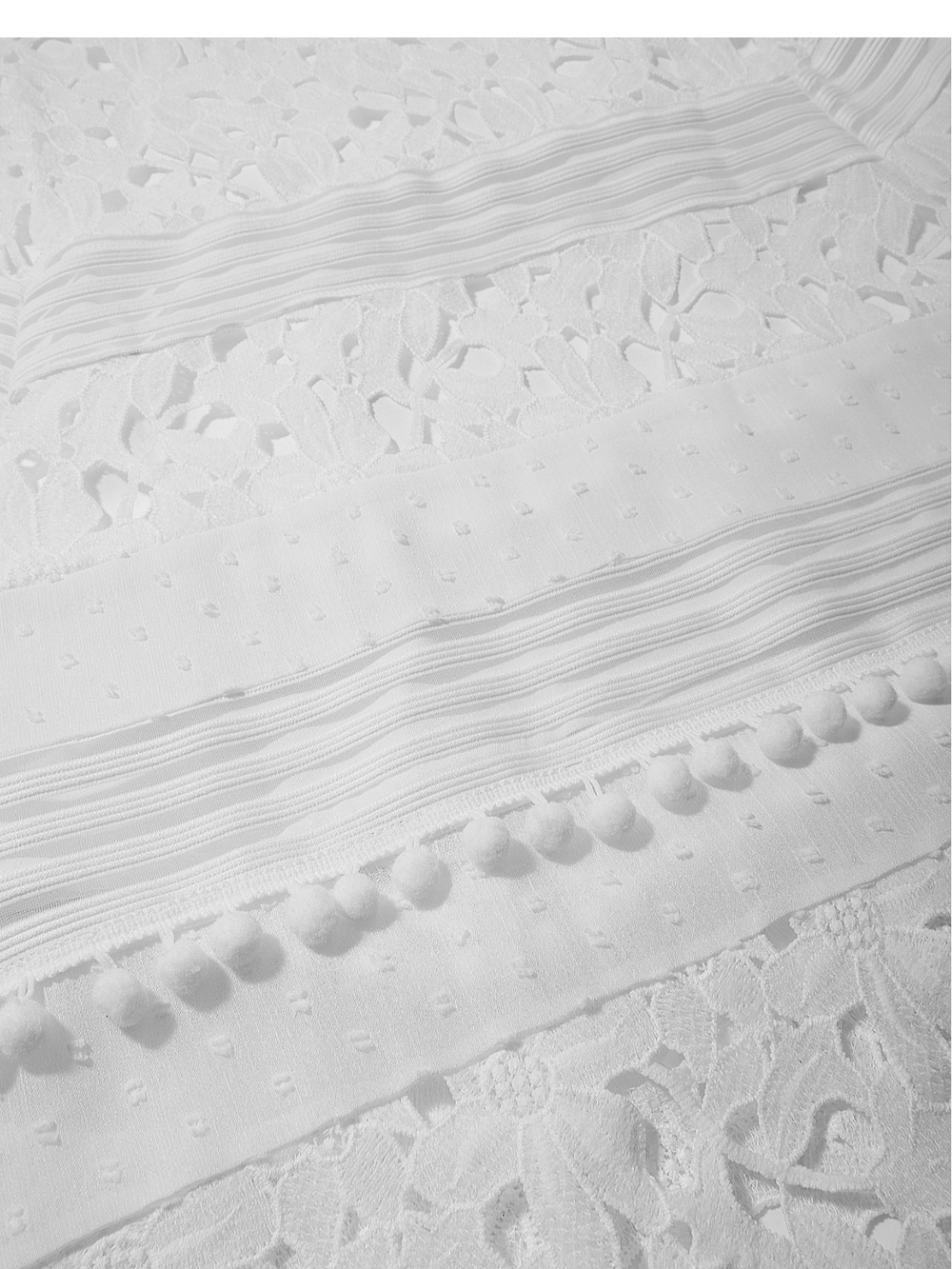 Boston Proper White Eyelet Backless Maxi Dress with Pom-Pom Straps - Picture 6 of 6